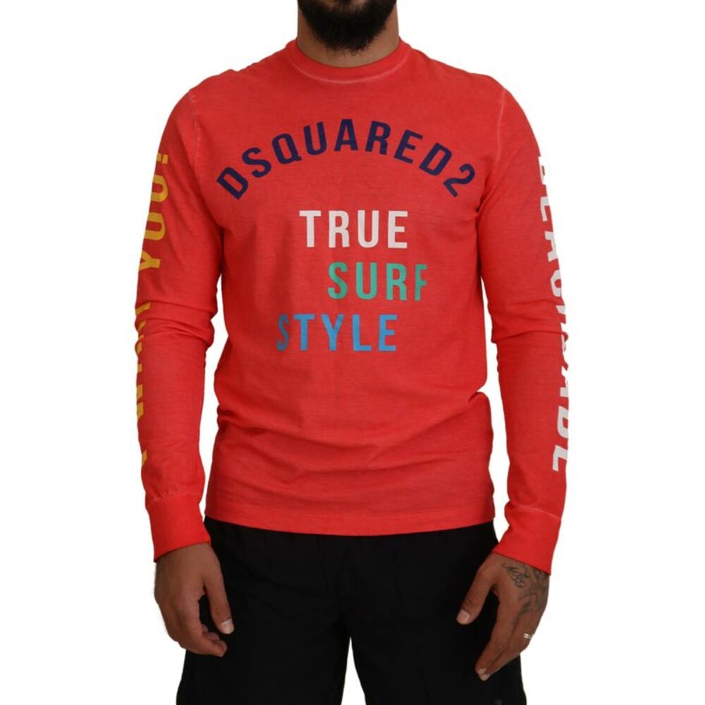 Dsquared² Orange Colorful Print Long Sleeves Top Men's T-shirt